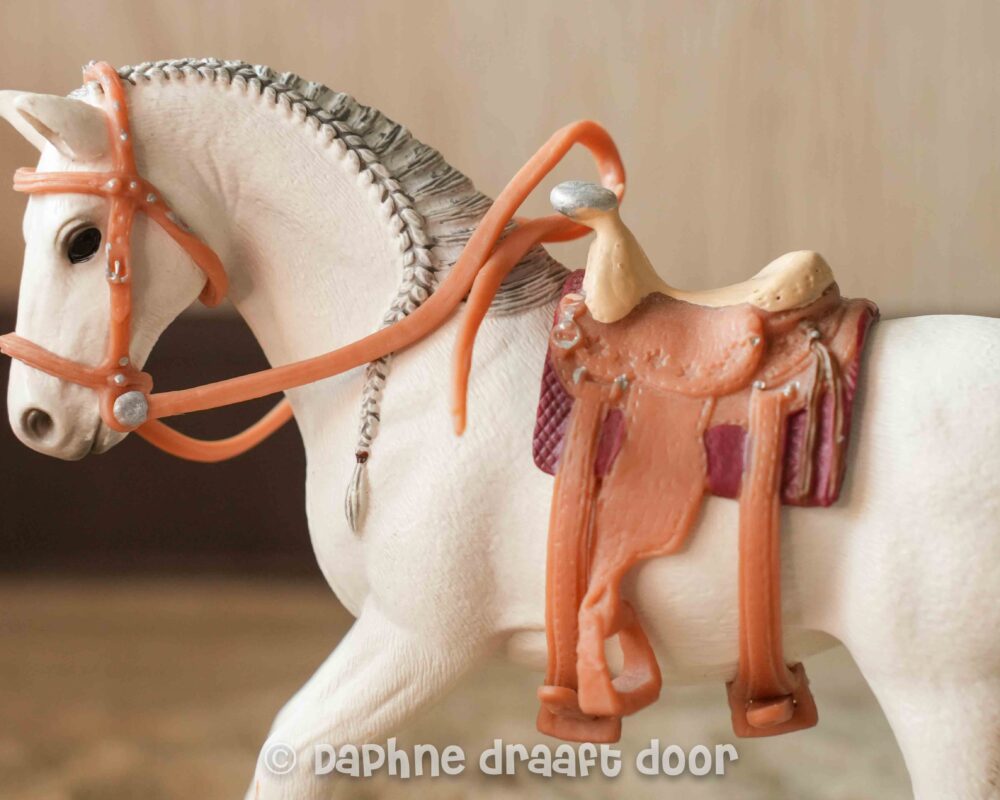 Schleich zadel en hoofdstel - oude westernset