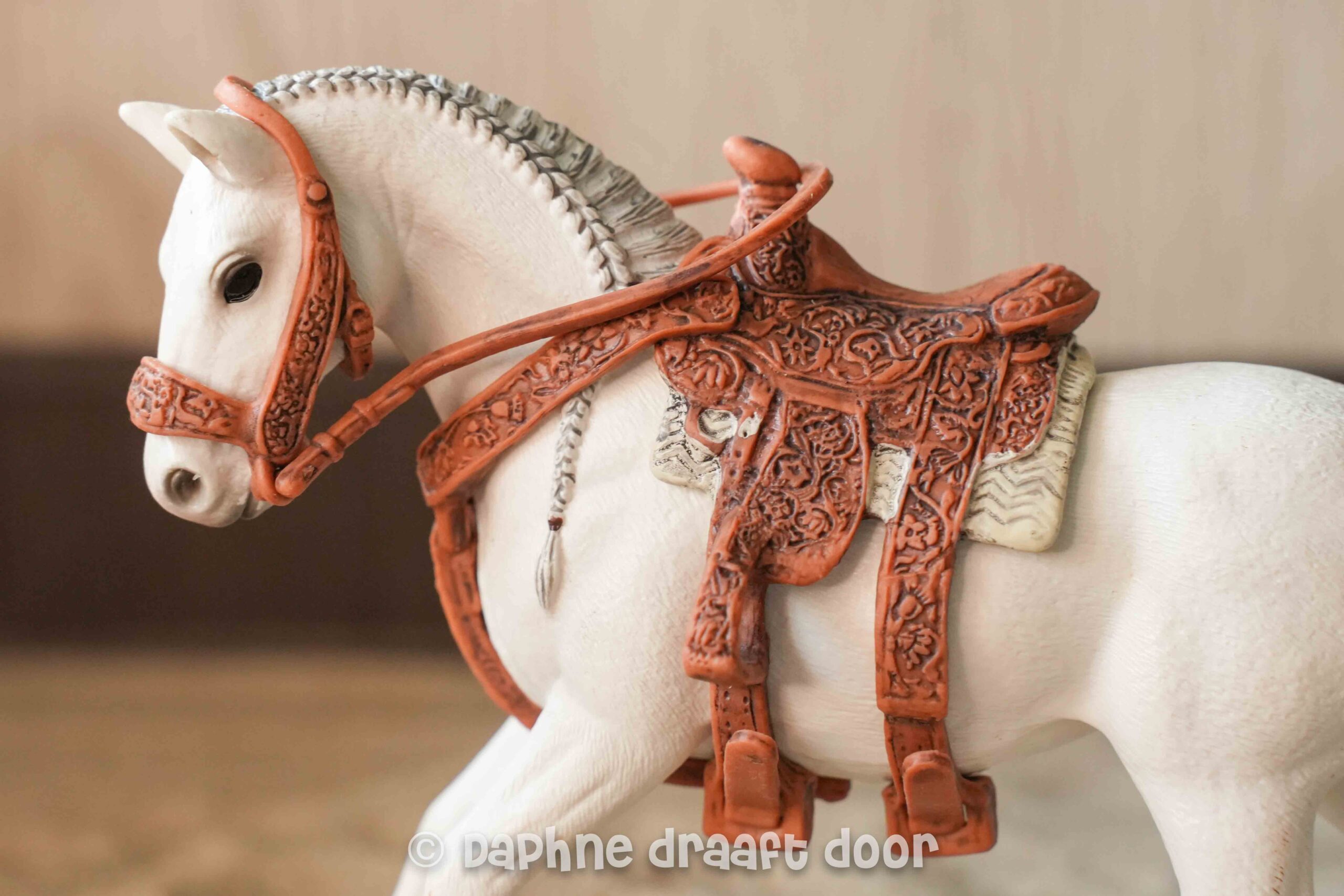 Schleich zadel en hoofdstel - westernset met wit dekje