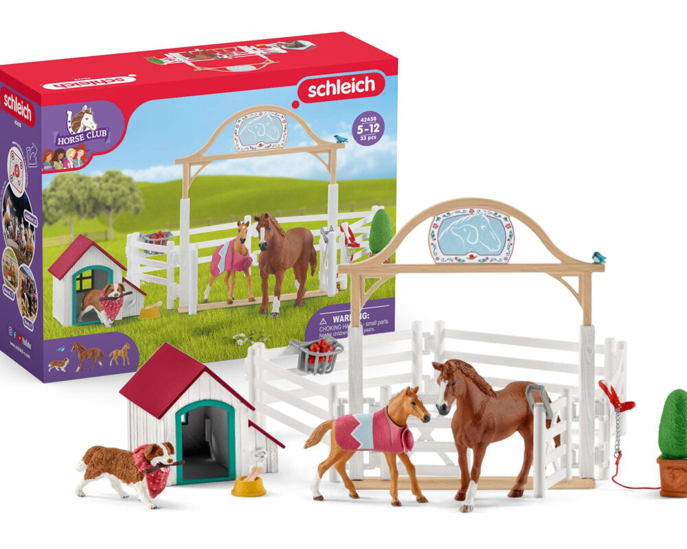 Schleich set met paarden, paddock en hond 42458